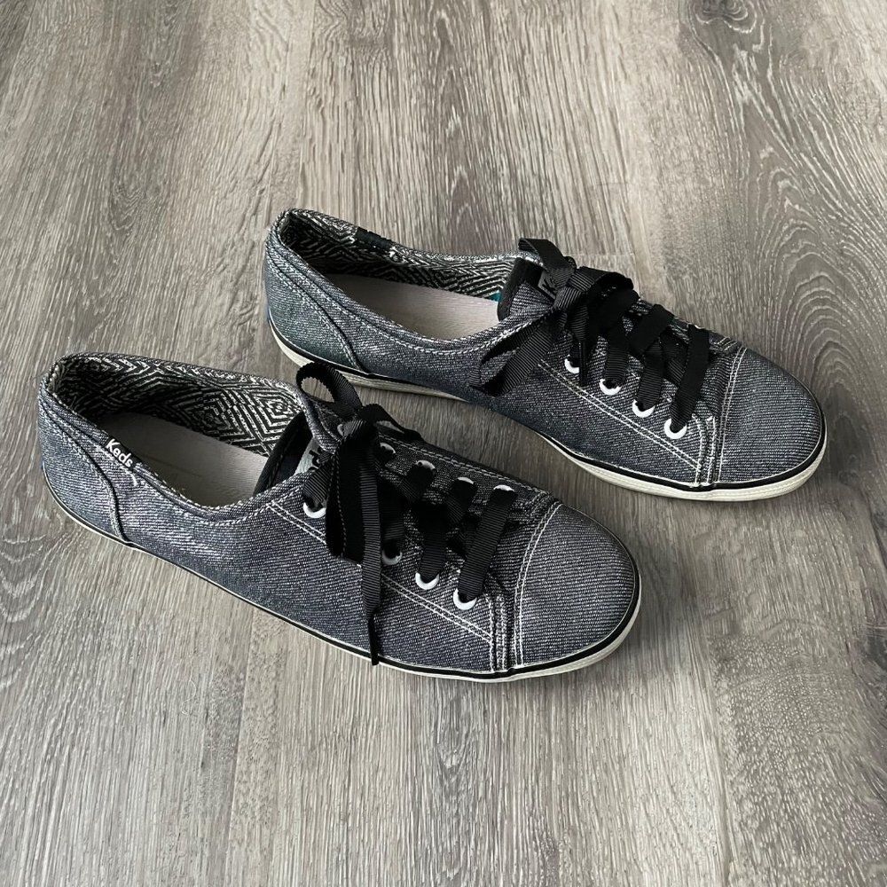 Keds Black Silver Metallic Ribbon Shoes Sneakers 7.5